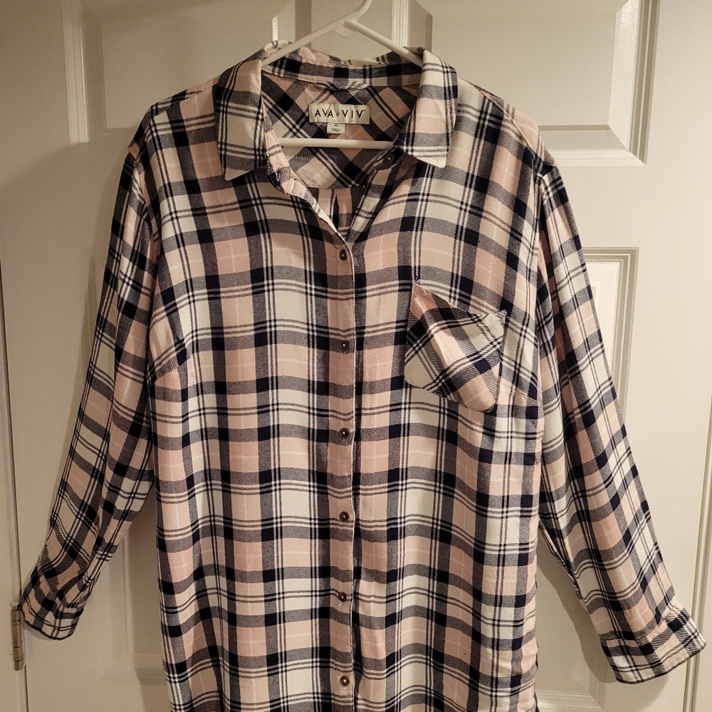 Ava & Viv Women's Plaid Dress Shirt